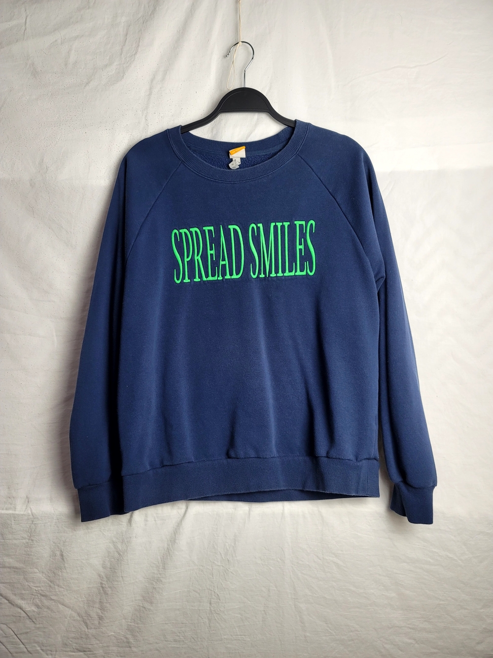 Target Navy Crewneck Sweatshirt with Bright Green "Spread Smiles" Graphic
